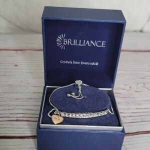 BRILLIANCE Silver Sister Bracelet with Swarovski Crystals NWT